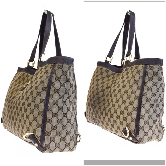 Gucci Bags Gucci Gg Shoulder Tote Canvas Leather Brown Bag Poshmark